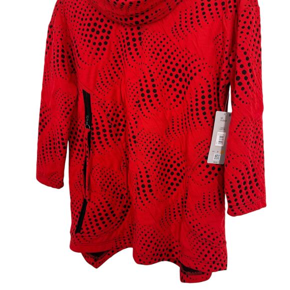 NEW NWT Ali Miles Sz Small Vibrant Red Wearable Art Christmas Blouse Shirt Top - Picture 6 of 8